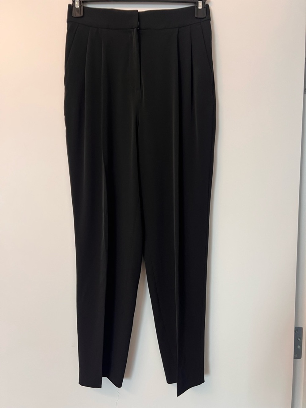 Women’s Cropped Black Drapey Dress Pants - Classic Tailored Trousers